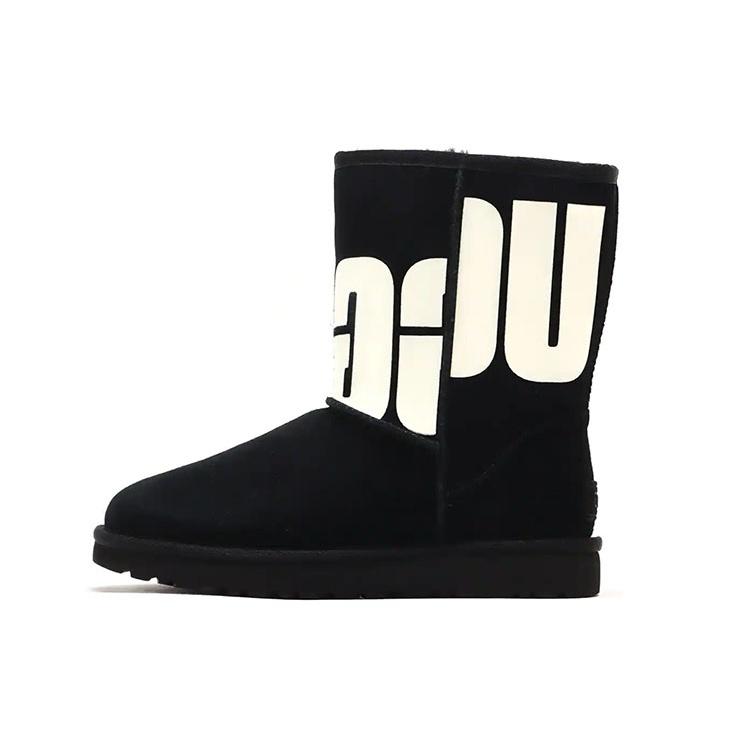 (WMNS) UGG Classic Short 2 Chopd Black White Women s 1129231-BLK EU 36