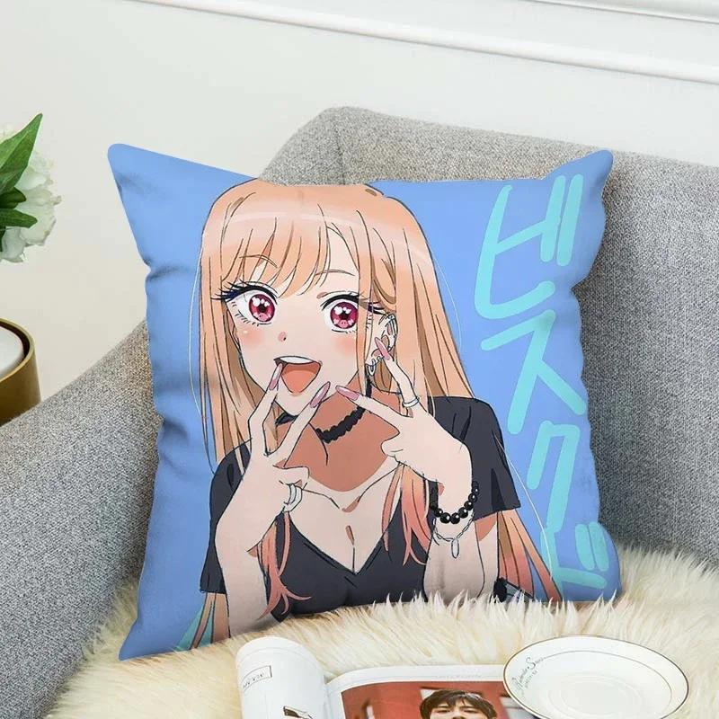 Pilow Cases Kitagawa Marin Couple Pillow Pillowcases 50X50 Decorative Pillows For Sofa Car Decoration Cushion Cover Luxury Anime