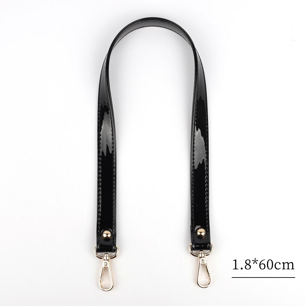 Black Glossy Short Bag Strap With Silver Gold Black Hardware Short Shoulder Strap Handbag Strap PU Leather Bag Accessories