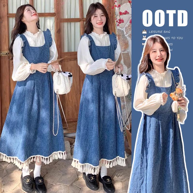 

Retro Patchwork Denim Vest Dress & Youthful Shirt Set (2026) 2XL