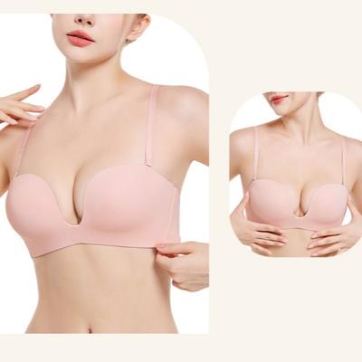 Half-cup Seamless Deep U-shaped Bra Without Steel Ring Gathered To Prevent Sagging of Small Breasts Breathable Bra
