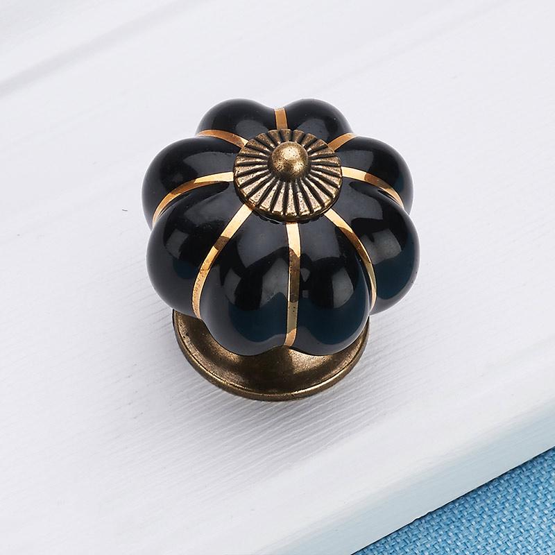 

Furniture Handle Pumpkin Ceramic Door Knob Cabinet Handles For Drawer Cupboard Kitchen Pull Handle чёрный