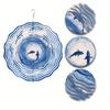 1pc Metal Ocean-Themed Wind Chime with 360° Rotating Shark & Wave Design, Artistic Garden Decor for Patio, Balcony