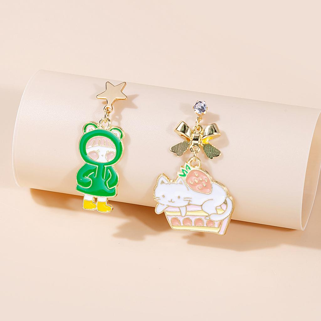 Cute Girl Long Earrings Cartoon Flower Bee Animal Stud Earrings Ocean Wind Vacation Earrings