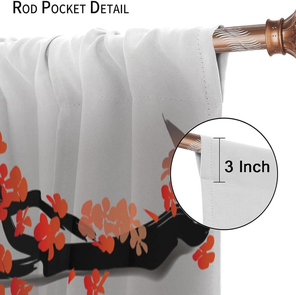 Japanese Style Curtains Koi Fish Swimming Cherry Blossom Branch Design Bedroom Living Room Decorative Noise Reduction Dar Polyester Sitting Window