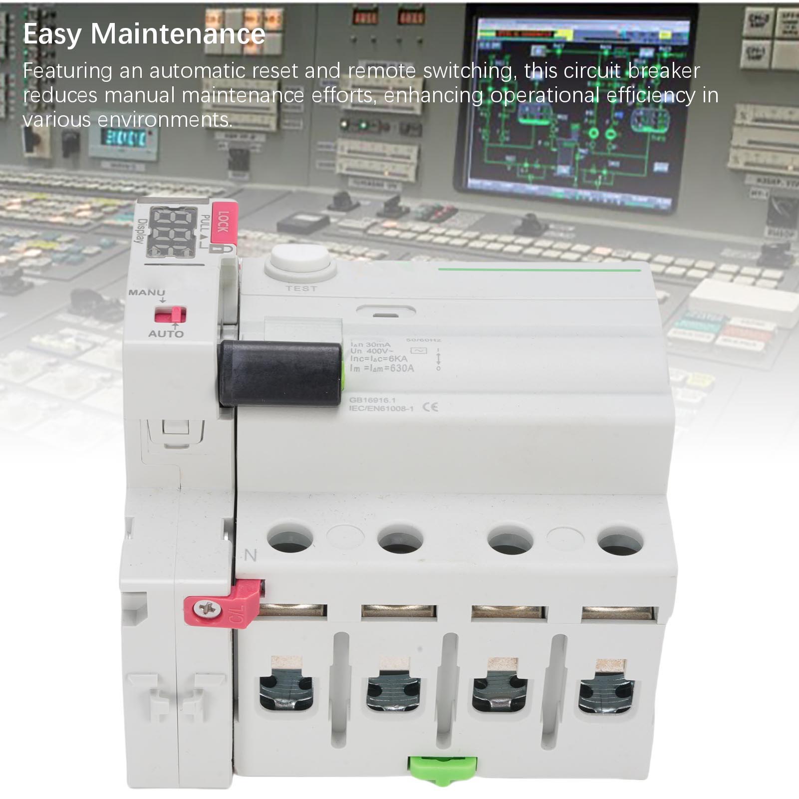 

4P A Type Self Reclosing Circuit Breaker Digital Display Auto Reset RCD RCCB Circuit Breaker Circuit Breaker 4P Circuit Breaker 63A