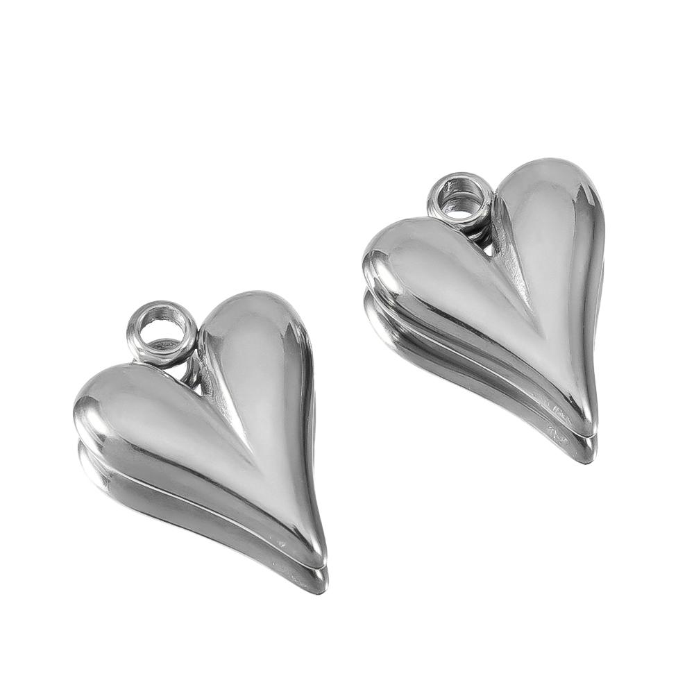 

5pcs Stainless Steel Big Hole Love Heart Charms for Women Earrings Pendants Necklace Bracelets Jewelry Making Supplies Findings