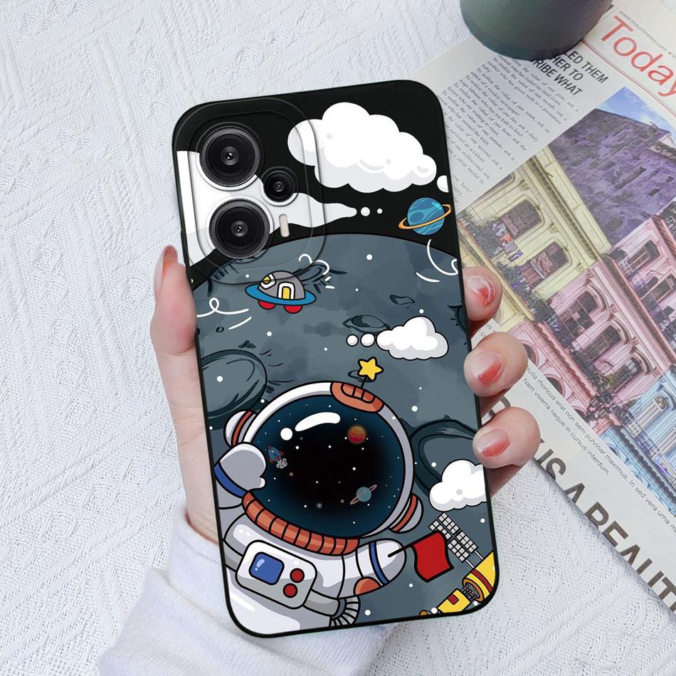 Case For Poco F5 Pro Painted Flowers Soft Liquid Silicone Camera Lens Protection Back Cover For Xiaomi Poco F 5 F5Pro Protectors