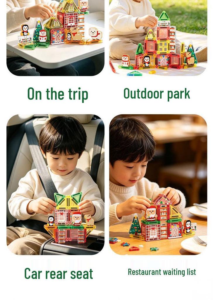Portable Magnetic Tile Set: Travel-Friendly Educational Toy for Building and Creativity - Christmas Gift