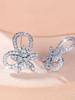 Cute Female White Zircon Silver Color Flower Stud Earrings Lovely Bridal Wedding Jewelry For Women