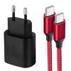 25W USB-C Fast Charger - E.F.CONNECTION - 1M Nylon Cable - Compatible with Samsung Galaxy - PD Charging