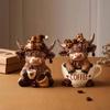 Handgefertigte Harz-Kaffeehaus-Dekoration 2 Stück Kuhfigur, Niedliche Tierstatue für Zuhause Schreibtisch Eingang Schrank Dekorative Figur Dekor, Café-Stil