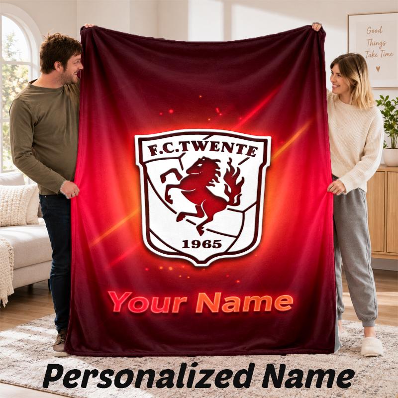 FC Twente Personalized Flannel Blanket Custom Name Text Soft Throw Blanket Home Decor
