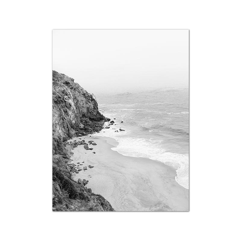 Black and White Palm Tree Beach Landscape Photography Poster Canvas Painting Surf Coastal Wall Art Prints Living Room Home Decor