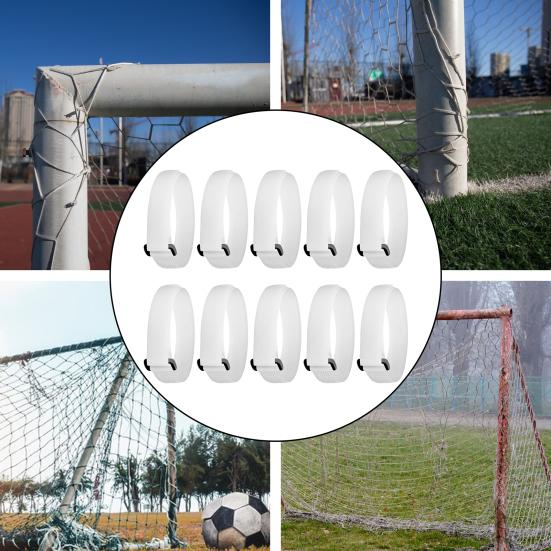 10Pcs Soccer Goal Net Strap Adjustable Fastener Tape Heavy Duty Multifunction White Soccer Goal Attachment Strap Soccer Accessories