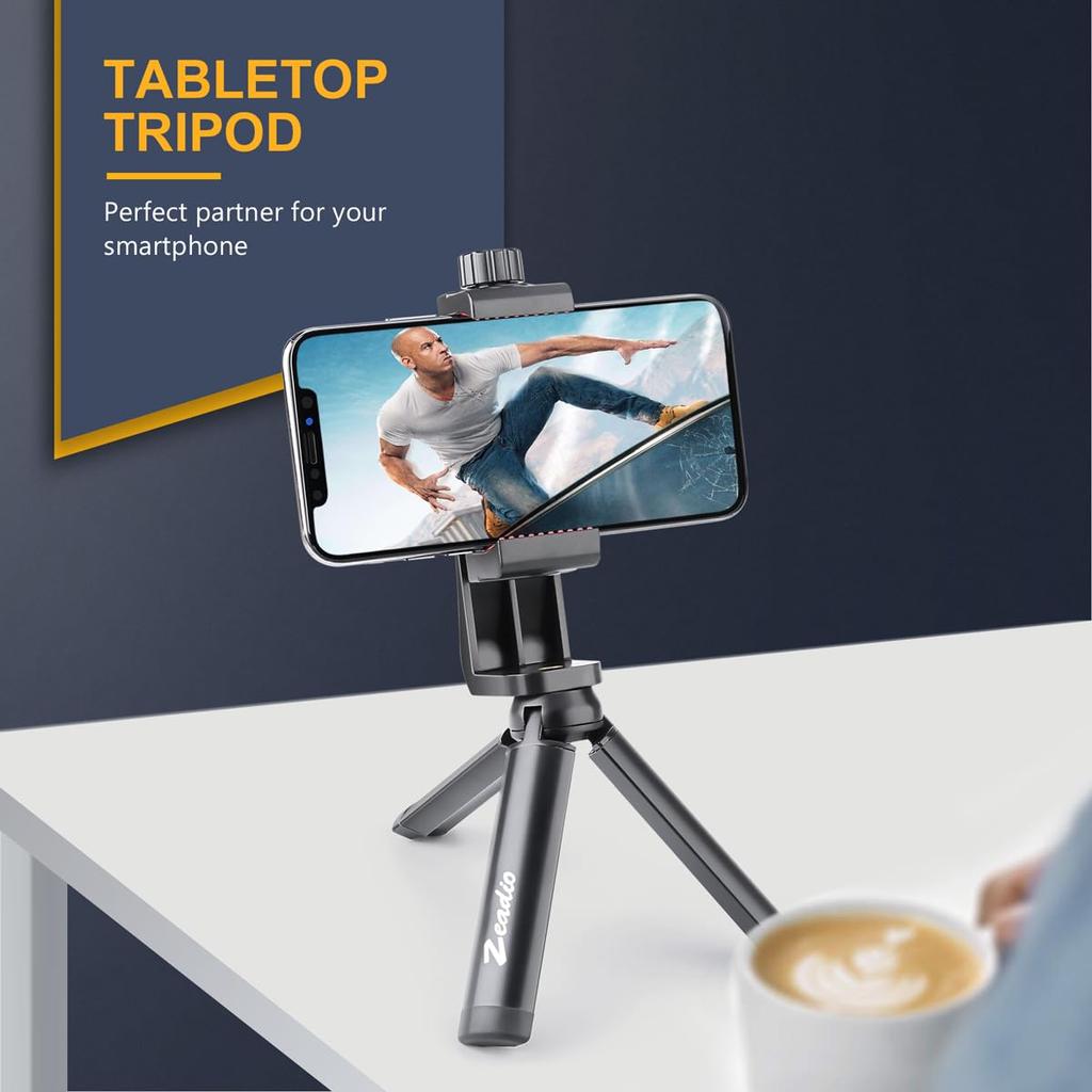 Zeadio Metal Mini Desktop Table Stand Compact Tripod for Smooth Osmo Vimble Gimbal Hand Grip Stabilizer and All Cameras Tripod, 4, Mobile, 2,