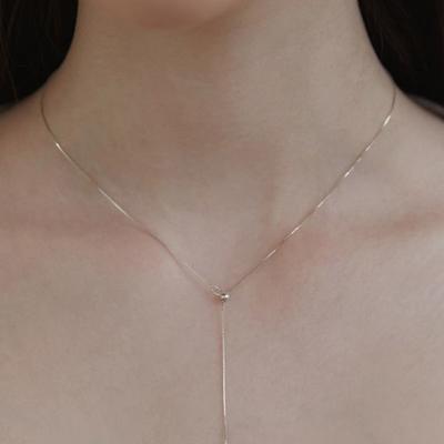 (925 Silver) Heart Tail Y-Line Necklace NZ2425