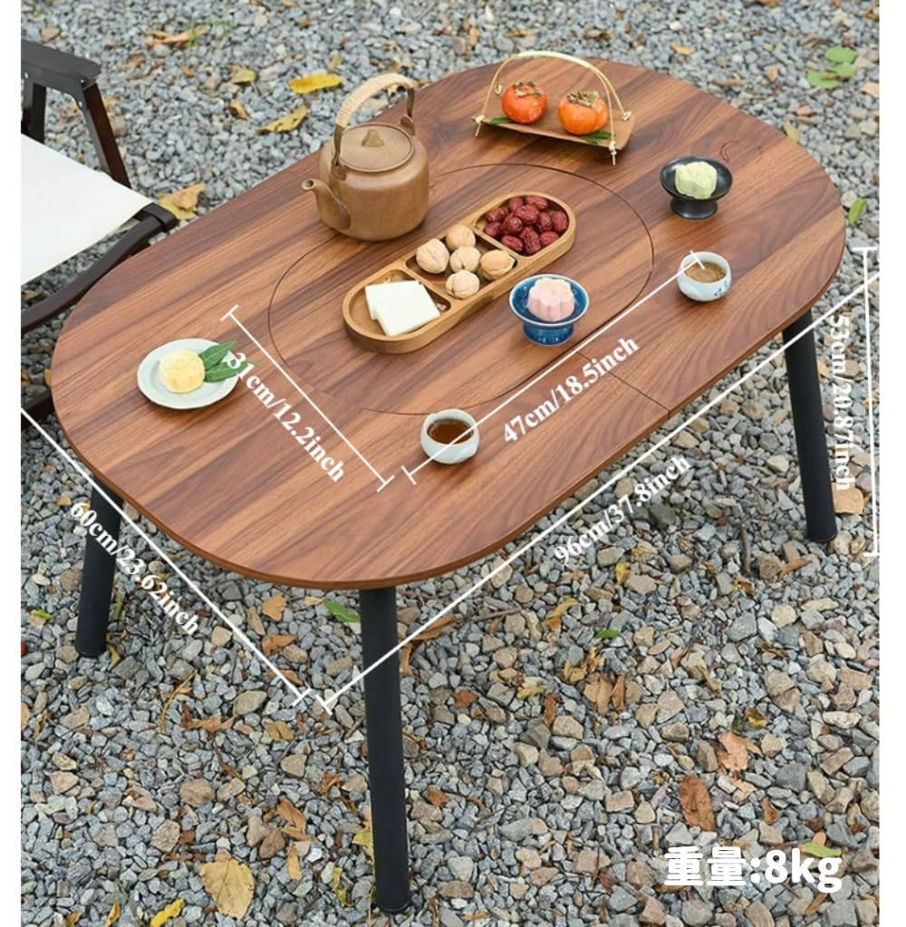 Fengzel Outdoor Outdoor Iro Fireplace Solid Wood Desktop with BBQ Foldable and Garden BBQ Stove Table, Grill, Portable, (Table (966053.5cm))