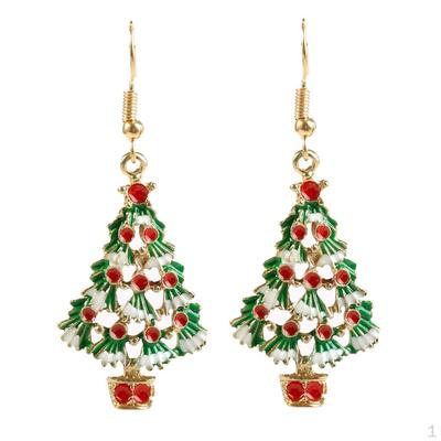 Alloy Colorful Christmas Earrings Crystal Pierced Hook Dangle