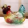 Plat à bonbons en verre cristal forme poulet, Bol à bonbons rétro avec couvercle, Assiette à dessert Bol à snacks Ornement pour décorations de maison