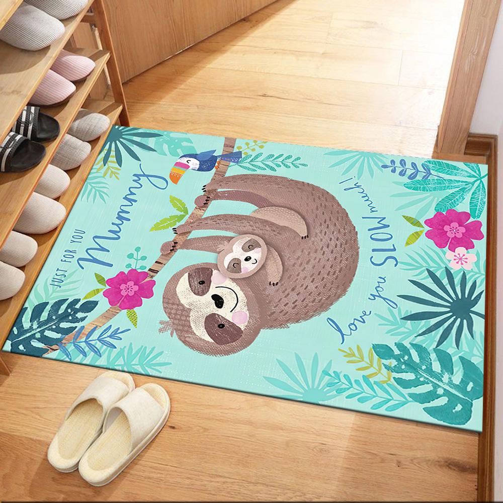 Sloth In The Jungle Square Rugs Are a Great Choice for Living Rooms, Bedrooms, Home Décor, and As Gifts.