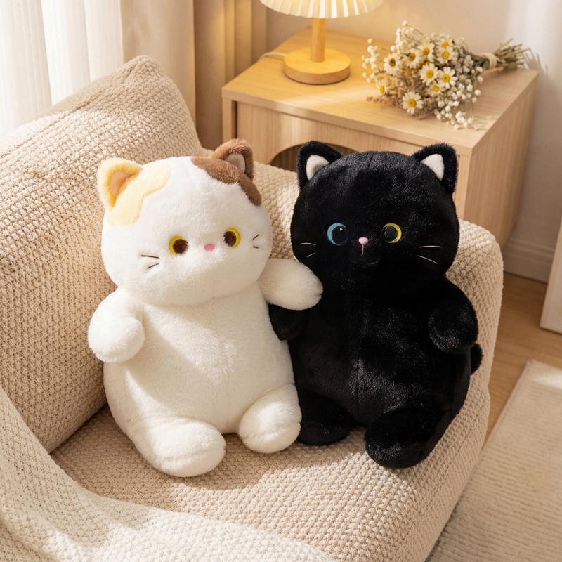 35cm Adorable Sweet Cat Plush Toys Fluffly Stuffed Animals Soft Fat Round Kitten Dolls for Kids Girls Gifts Home Decor