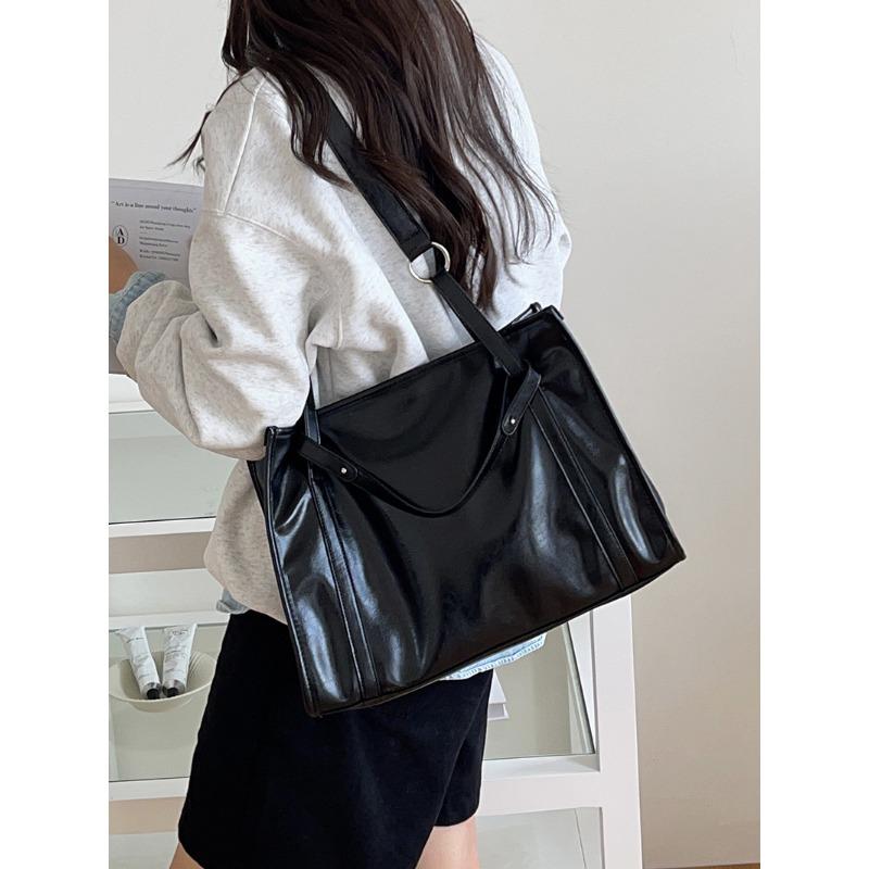 

Вместительная ручная сумка-тоут в ретро-стиле для поездок на работу, на плечо, кроссбоди чёрный