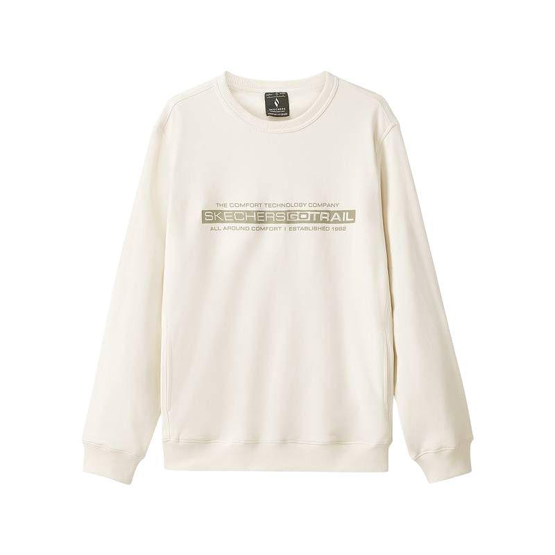 Skechers Sports Lifestyle Warm Comfortable Pullover Crew Neck Long Sleeve Sweatshirt Men sweatshirt Eggshell L424M002-00V7 M