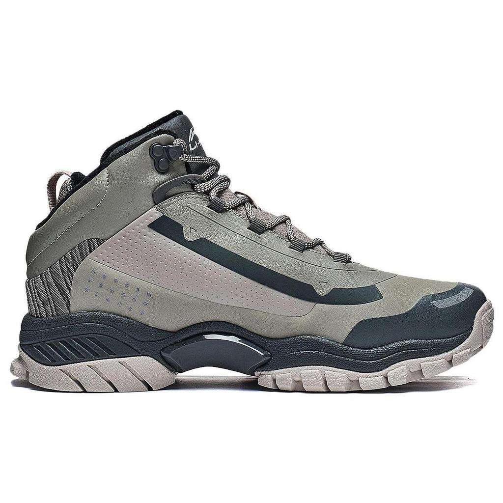 Li Ning Tiger King Lite Slip Resistant Abrasion Resistant Mid Top Casual Shoes Men's Gray AGLT183-2