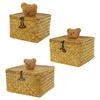 4Pcs Seagrass Rattan Storage Bin Household Clothes Toy Storage Box for Living Room Table Sundries Organizers Basket