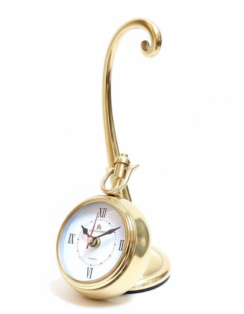 Vintage Brass Pocket Watch Desk Clock Antique Table Clock Silent Quartz Timepiece Retro Home Office Decor Gift