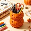 Cute Desk Accessories 3D Printed Double Pumpkin Pen Holder Stacked Desktop Organizer Shaped Organizer Halloween Stationery Storage Container