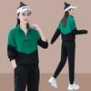Casual Sports Suit for Women in Spring and Autumn, Korean Style Loose Large Size Stand Collar Sweatshirt Two-piece Set
