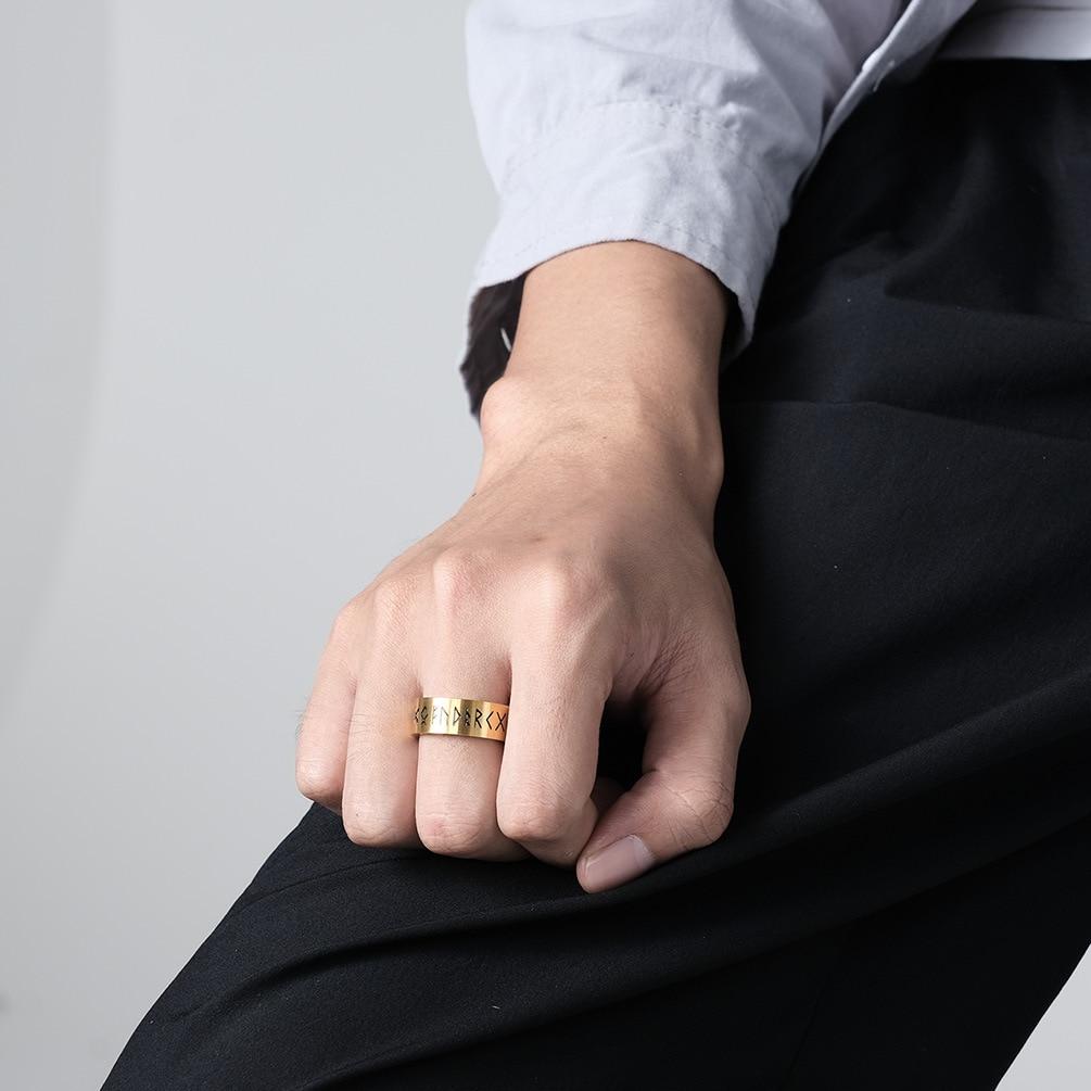 Wikinger Rune Titanstahl Matt Gebürsteter Ring Herren- und Damenzubehör Weihnachtsgeschenk Schmuck