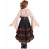 Girls Pirate Costume Set Long Sleeve Blouse High Waist Mermaid Skirt Halloween Performance Dance Outfit
