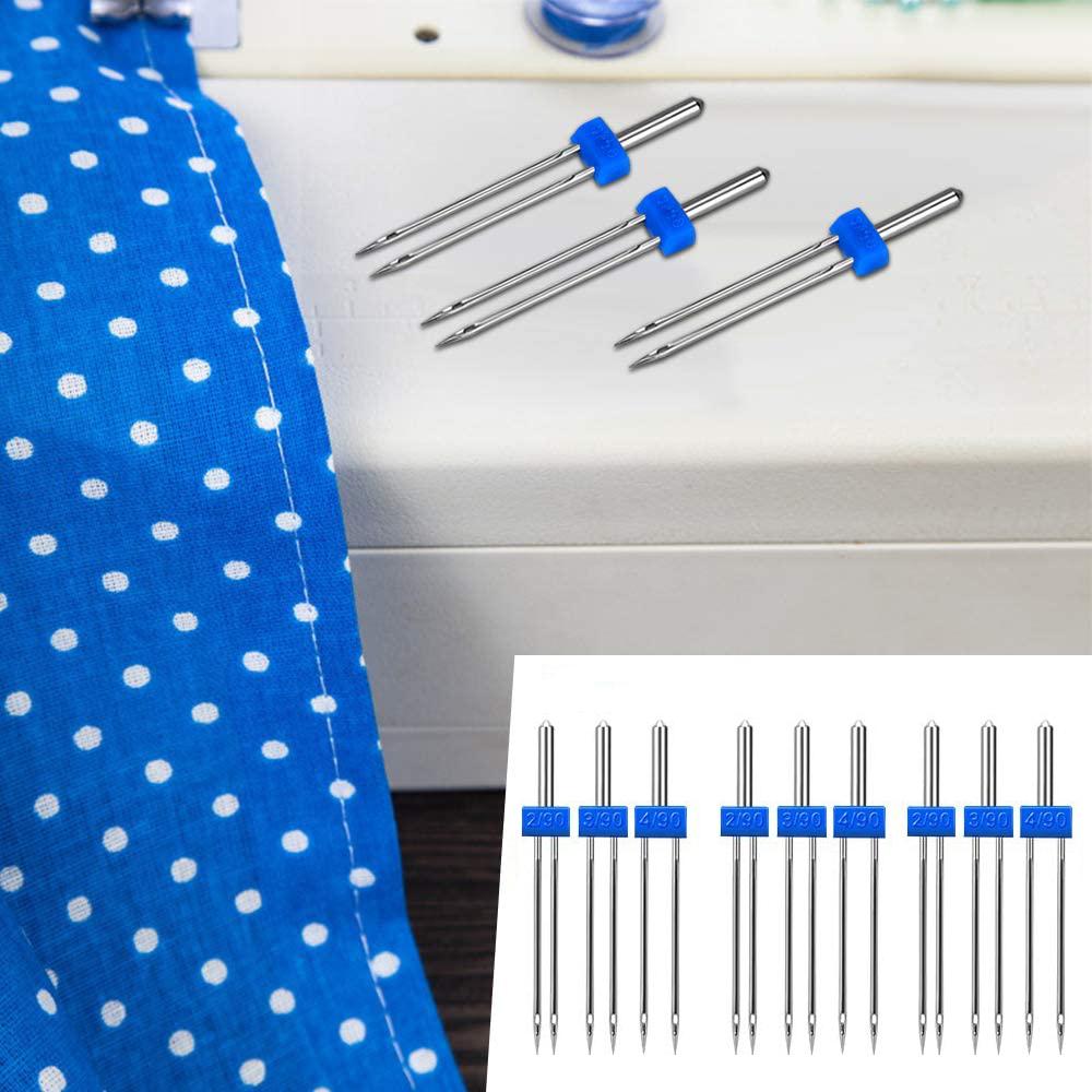 3 Pezzi Doppie Aghi Gemelli da Cucito 2/90 3/90 4/90 Aghi Gemelli Elastici per Macchina da Cucire Spilli per Accessori Macchina da Cucire Domestica