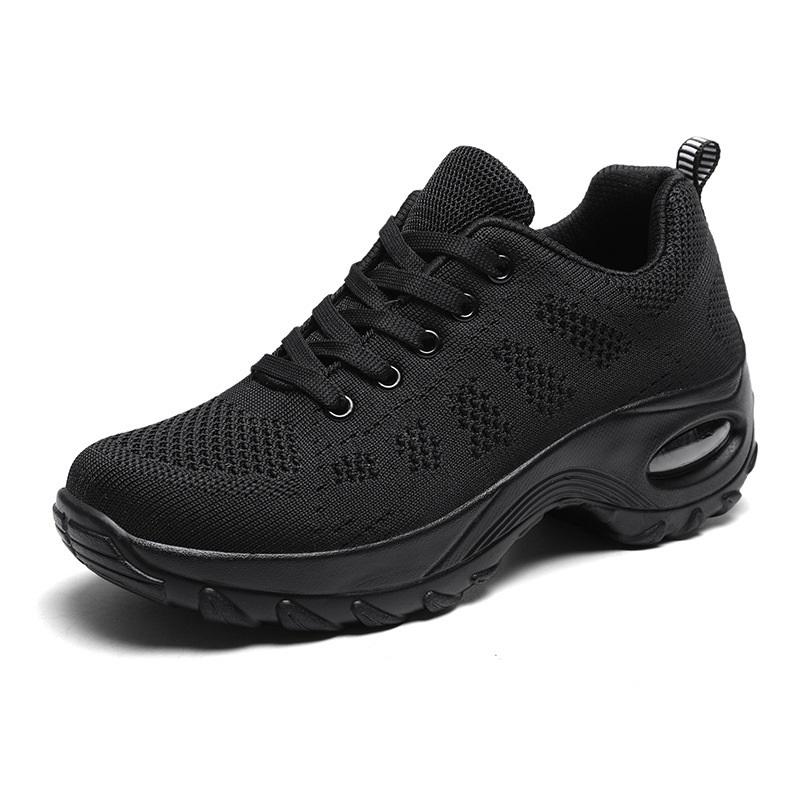 

Autumn New Fly-woven Mesh Sports Shoes, Breathable Thick-soled Casual Shoes For Middle-aged And Elderly Women 35 чёрный
