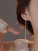 Korean Fashion Circle Pendant Long Chain Tassel Earrings for Women