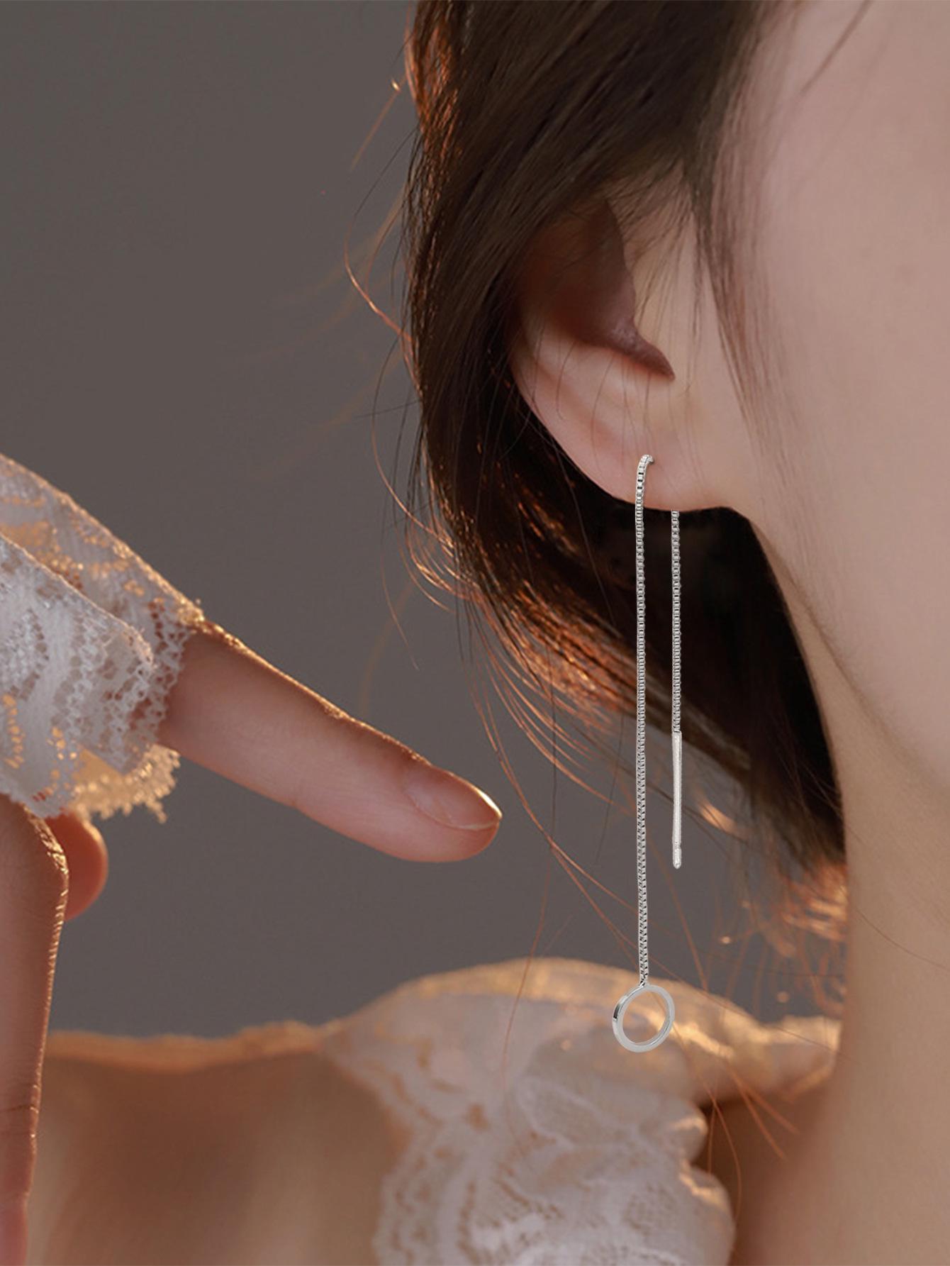

Korean Fashion Circle Pendant Long Chain Tassel Earrings for Women