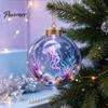 3D Sea Animal LED Lights Ocean Christmas Ball Ornament, Clear Acrylic Life Light-Up Miniature Creatures Decorations Hanging Decoration for Xmas Tree,