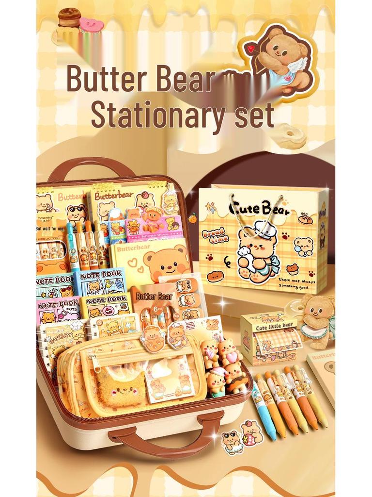 Butterbär Briefpapier Geschenkbox: Zurück zur Schule Set für Kinder, Kindergarten-Abschluss, Geburtstags-Souvenir für Mädchen.