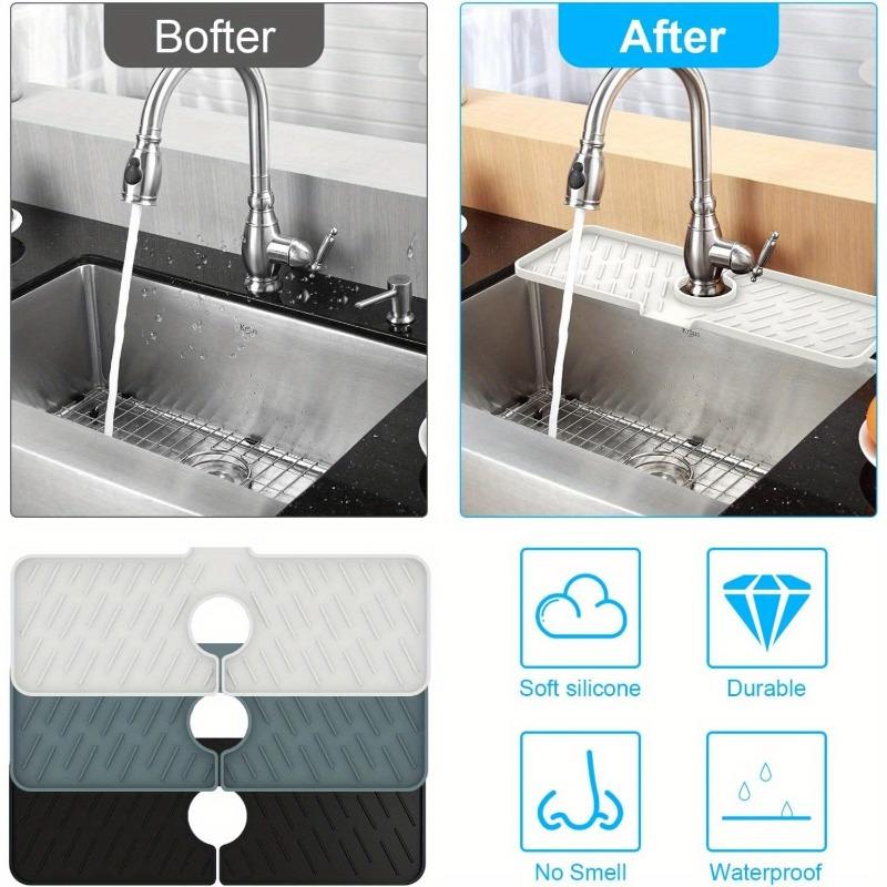 Silicone Faucet Mat Kitchen Sink Tray Soap Dispenser Sponge Drain Pad Sink SplashDrying Mat Countertop Storage Tray SoapTray