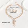 Gold Jewelry Set White Rhinestone Crystal Necklace Earrings Set Women's Jewelry