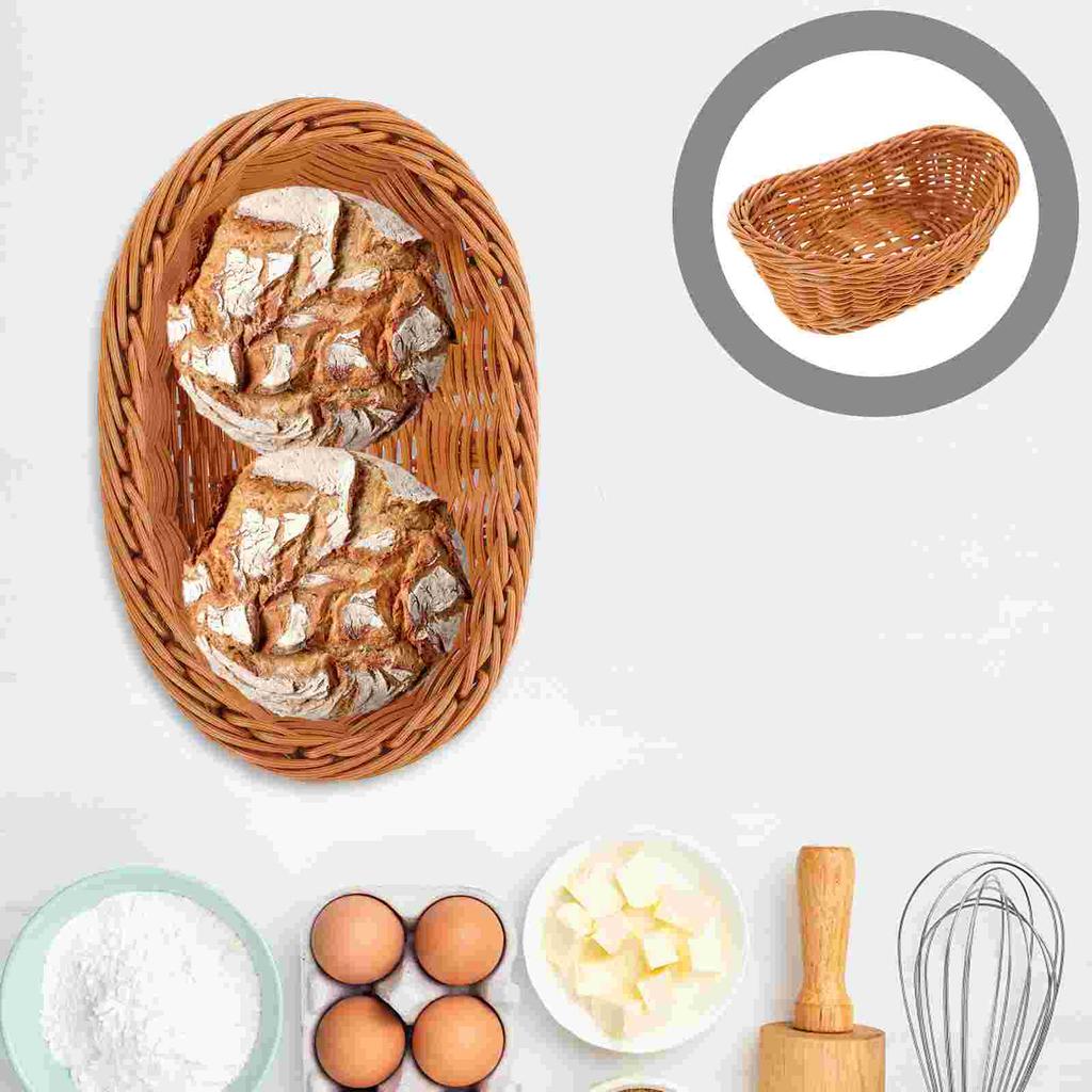 Rattan Storage Basket Baskets Woven Hand Snacks Dining Table Tabletop Fruits Bread