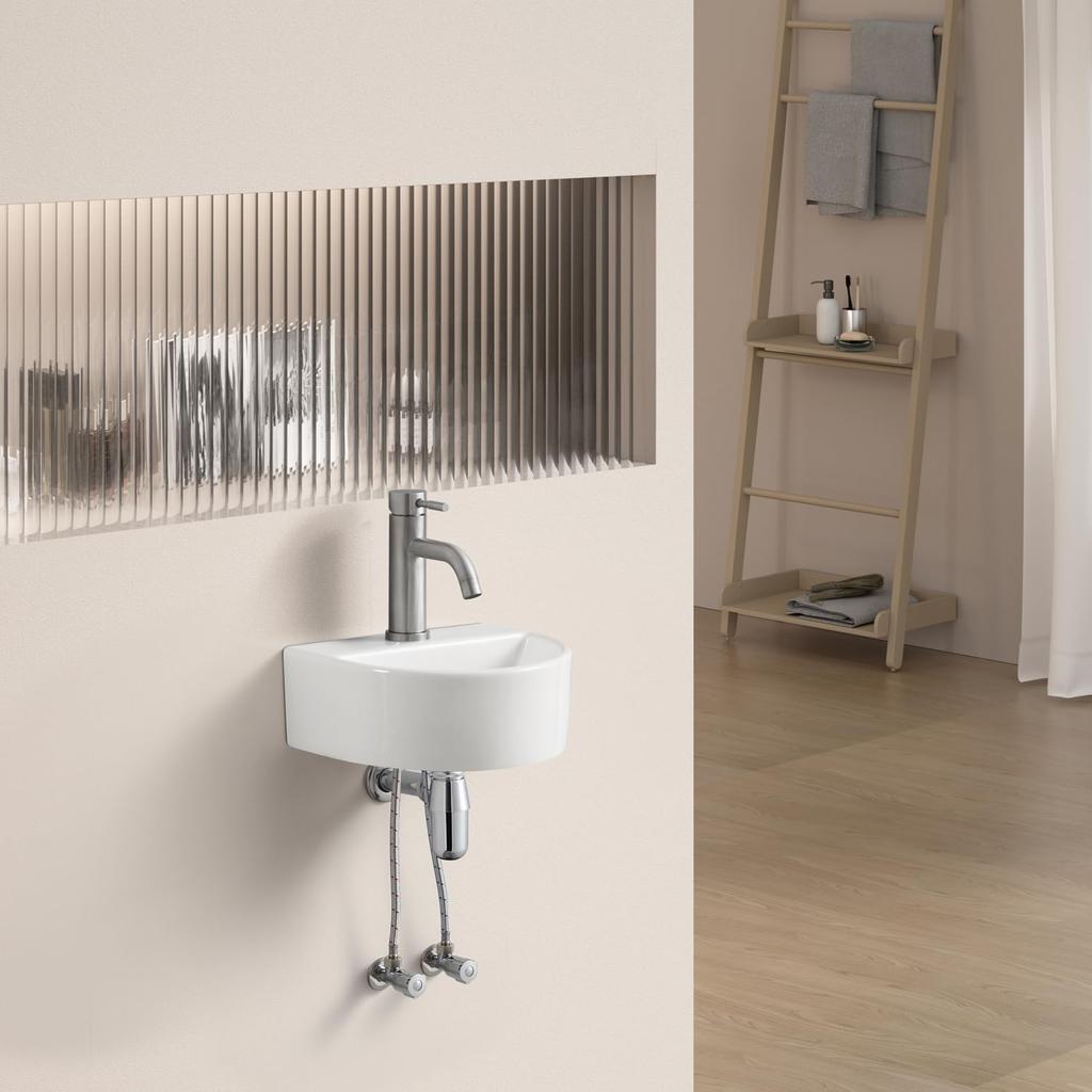 Mixing Faucet Hand Wash Wall Stylish Wash Bowl Small Wash Mini Wash Hand Wash Wall Hand Wash Semicircular [JOMOWN Included] Basin, Mounted, Set, Bowl,