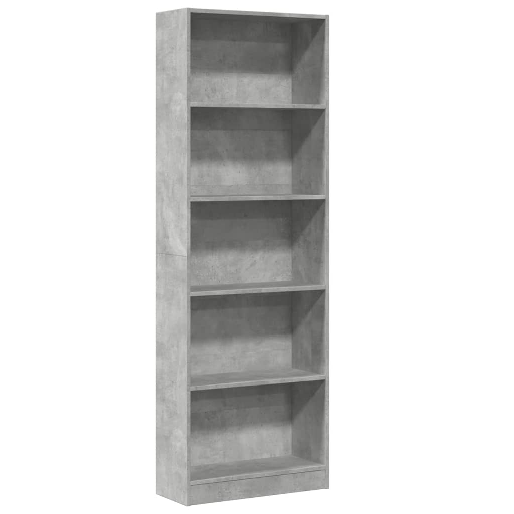 Bookshelf Concrete Grey 60x24x176 cm Engineered Wood
