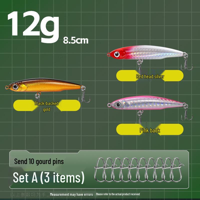 Small Silver Fish Pencil Twitching Long Cast Slow-Sinking Freshwater & Sea Fishing Lure for Mackerel & Asp
