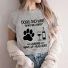 Unisex Dog Mom Print T Shirt Dog Mom Shirt Wine Lover Tshirt Dogs and Wine Shirt Graphic Girls Clothes Causal Female Y2K Tops Tee