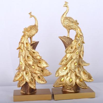 Resin Crafts Creative Fashion Gold Blue Peacock Ornament Wine Cabinet Living Room Home Decoration Gift