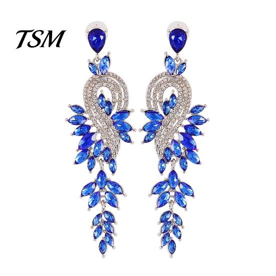 Long Earrings 1 Pair Dangle Geometric Faux Crystal Women Jewelry Elegant Drop for Wedding